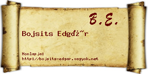 Bojsits Edgár névjegykártya